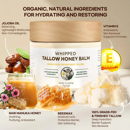 Dersie Cream with Magnesium and Tallow - Honey Tallow Balm, 2.12 oz - Face Moisturizer Avelisse