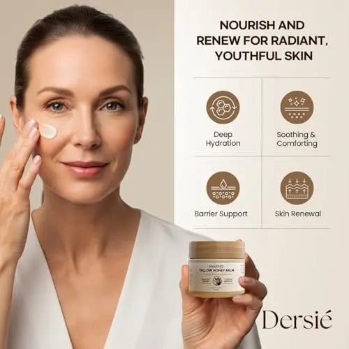 Dersie Cream with Magnesium and Tallow - Honey Tallow Balm, 2.12 oz - Face Moisturizer Avelisse