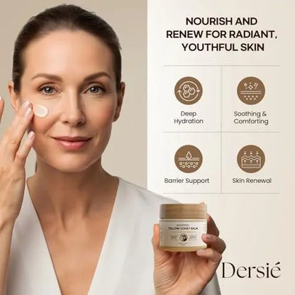 Dersie Cream with Magnesium and Tallow - Honey Tallow Balm, 2.12 oz - Face Moisturizer Avelisse