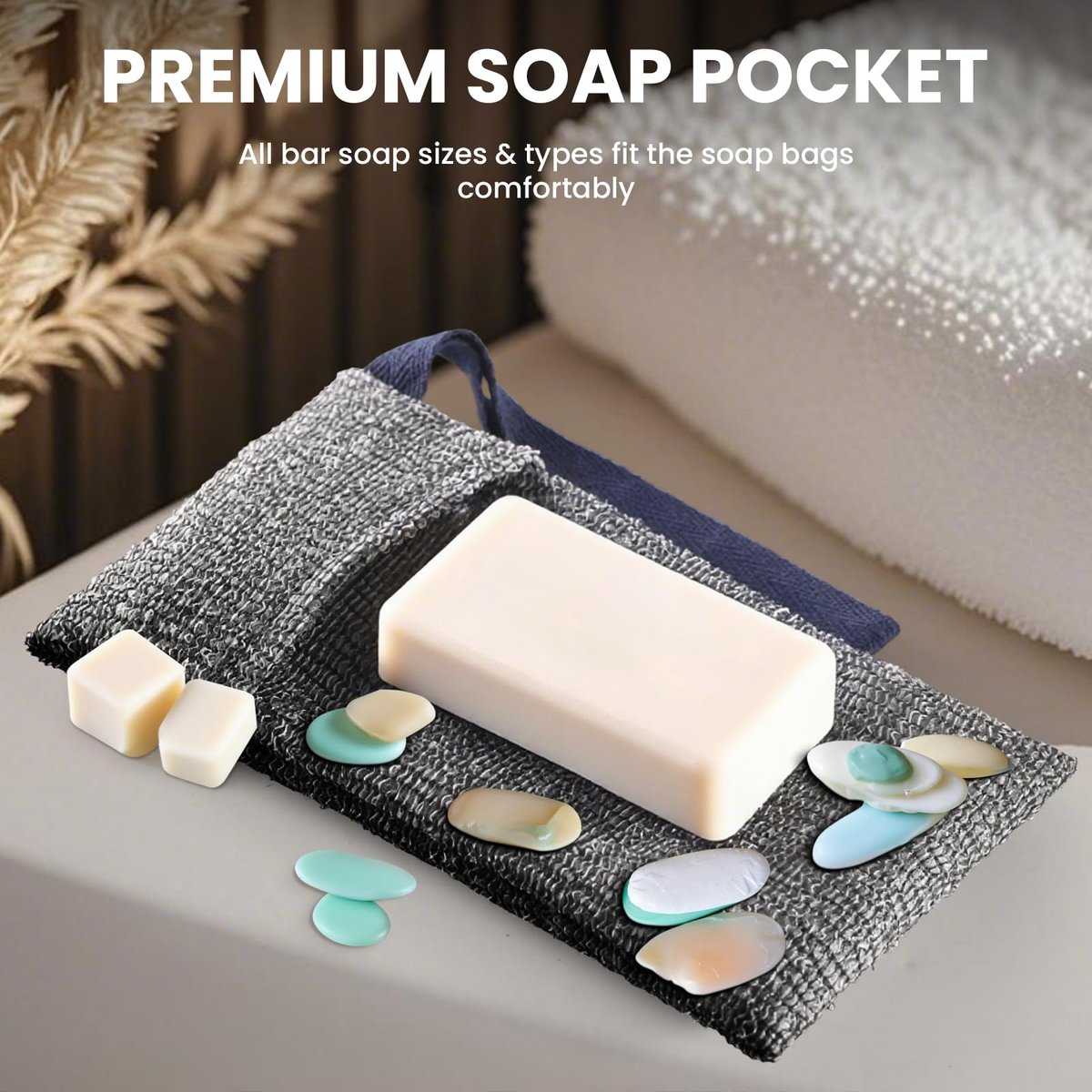 RIYNIBIY Soap Bag - 2 Pack Bar Soap Pouch for Deep Exfoliating, Body Scrubber Shower Sponge Loofah, Exfoliating Bath Sponge, Foaming Scrubba Wash Bag for Body Washing, Travel with Quick-Dry Mesh - görsel 9