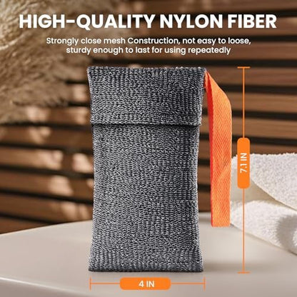 RIYNIBIY Soap Bag - 2 Pack Bar Soap Pouch for Deep Exfoliating, Body Scrubber Shower Sponge Loofah, Exfoliating Bath Sponge, Foaming Scrubba Wash Bag for Body Washing, Travel with Quick-Dry Mesh