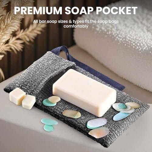 RIYNIBIY Soap Bag - 2 Pack Bar Soap Pouch for Deep Exfoliating, Body Scrubber Shower Sponge Loofah, Exfoliating Bath Sponge, Foaming Scrubba Wash Bag for Body Washing, Travel with Quick-Dry Mesh - görsel 10