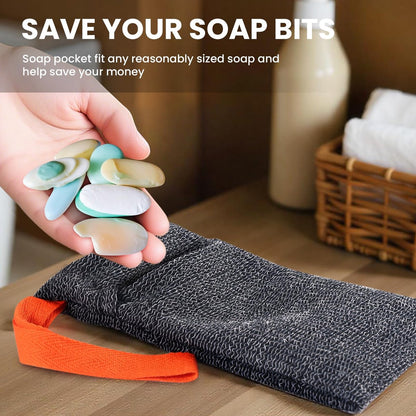 RIYNIBIY Soap Bag - 2 Pack Bar Soap Pouch for Deep Exfoliating, Body Scrubber Shower Sponge Loofah, Exfoliating Bath Sponge, Foaming Scrubba Wash Bag for Body Washing, Travel with Quick-Dry Mesh