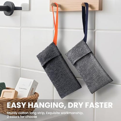 RIYNIBIY Soap Bag - 2 Pack Bar Soap Pouch for Deep Exfoliating, Body Scrubber Shower Sponge Loofah, Exfoliating Bath Sponge, Foaming Scrubba Wash Bag for Body Washing, Travel with Quick-Dry Mesh