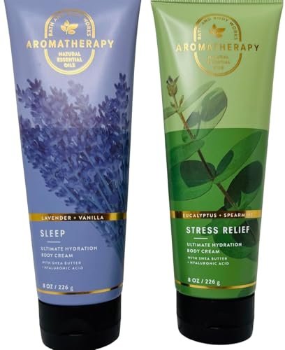 Bath & Body Works Aromatherapy Eucalyptus Spearmint & Lavender Vanilla Ultimate Hydration Body Cream 8 oz (Pack of 2) Avelisse