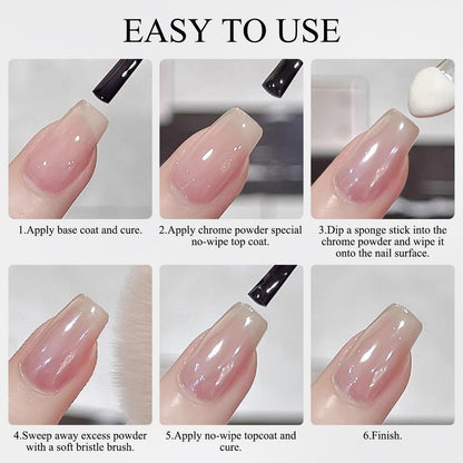 2 Jars White Clear Chrome Nail Powder Set - 1g Transparent Glass Mirror Effect & Aurora Pearl Chrome Powder for Nails, Glitter Pigment Acrylic Powder for Gel Polish Nail Art Design with 2 Tools