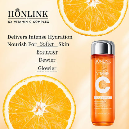 Vitamin C Face Toner 130ml – HONLINK 5X Vitamin C Complex with Niacinamide & Hyaluronic Acid, Hydrating & Balancing Daily Skincare Toner Avelisse