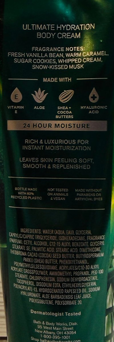 Bath & Body Works Vanilla Bean Noel Ultimate Hydration Body Cream - 8 oz (Pack of 2) Avelisse