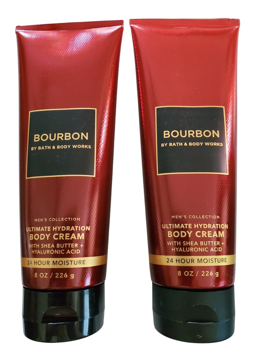 Bath & Body Works Men's Bourbon Ultimate Hydration Body Cream 8 oz (Pack of 2) Avelisse