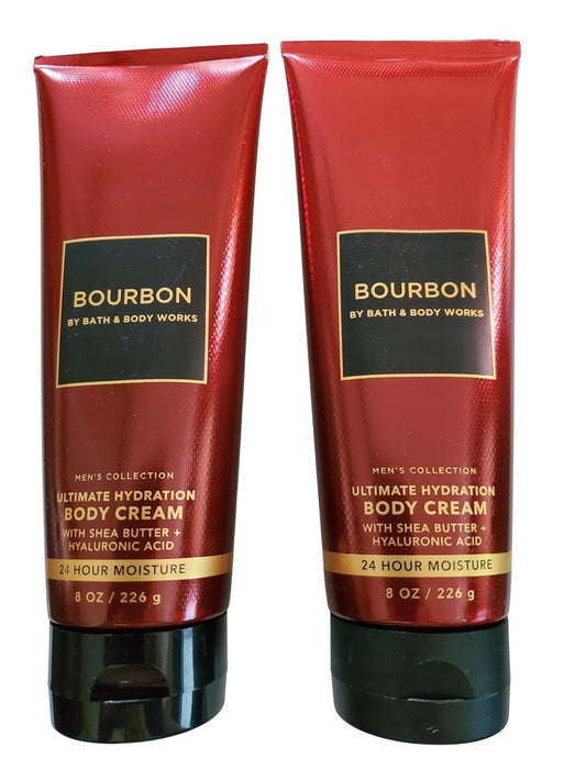 Bath & Body Works Men's Bourbon Ultimate Hydration Body Cream 8 oz (Pack of 2) Avelisse