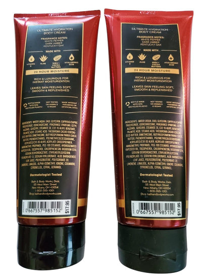Bath & Body Works Men's Bourbon Ultimate Hydration Body Cream 8 oz (Pack of 2) Avelisse