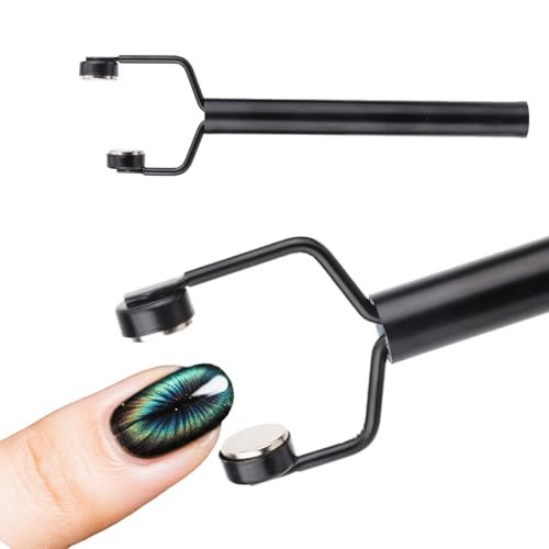 3 in 1 Cat Eye Magnet for Nails - Y-Shaped Double Head Stainless Steel Nail Art Magnet Tool for Cateye Gel Polish, Home DIY Salon Studio (Black) - görsel 2