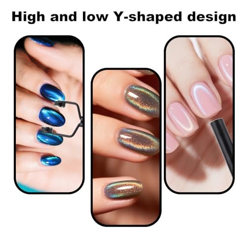 3 in 1 Cat Eye Magnet for Nails - Y-Shaped Double Head Stainless Steel Nail Art Magnet Tool for Cateye Gel Polish, Home DIY Salon Studio (Black) - görsel 12