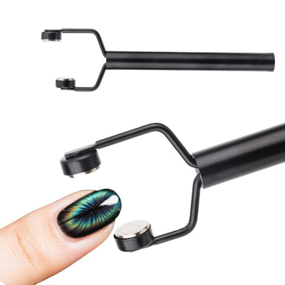 3 in 1 Cat Eye Magnet for Nails - Y-Shaped Double Head Stainless Steel Nail Art Magnet Tool for Cateye Gel Polish, Home DIY Salon Studio (Black)
