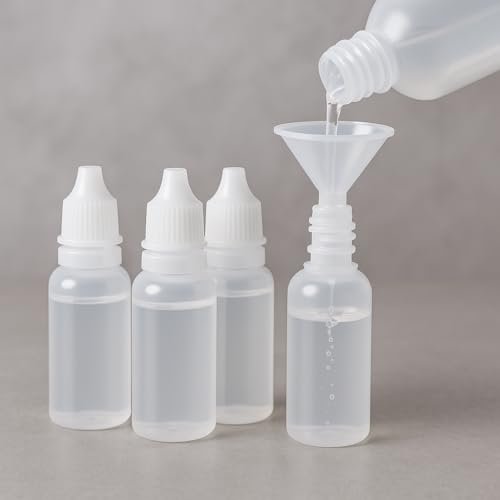 5 Pack 15ml (0.5oz) Small Plastic Dropper Bottles - Empty White Eye Liquid Dropper Bottles, Squeezable & Portable Travel Containers with Cap and Plug + Funnel - görsel 2
