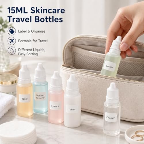 5 Pack 15ml (0.5oz) Small Plastic Dropper Bottles - Empty White Eye Liquid Dropper Bottles, Squeezable & Portable Travel Containers with Cap and Plug + Funnel - görsel 4