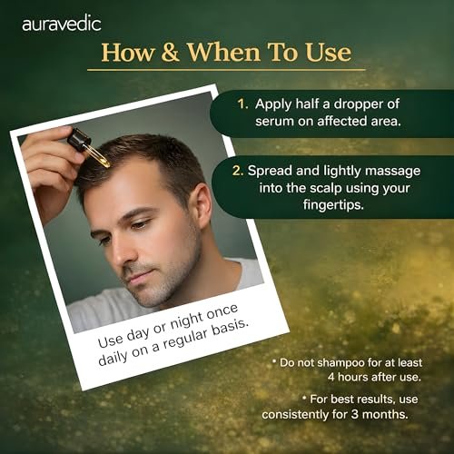 Auravedic Hair Growth Serum with 3% Redensyl & 4% Anagain | Nourishes Roots, Reduces Breakage & Supports Fuller Looking Hair | Rosemary, Bhringraj, Hibiscus | 1.01 Fl Oz (30ml) - görsel 18