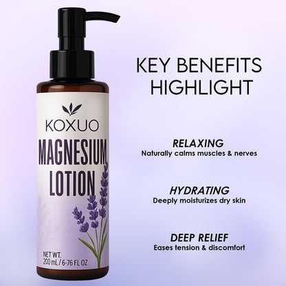 KOXUO Magnesium Sleep Lotion – Relaxing Nighttime Moisturizer with Shea Butter & Olive Oil, Gentle for Sensitive Skin & Pregnancy Safe, Family Use