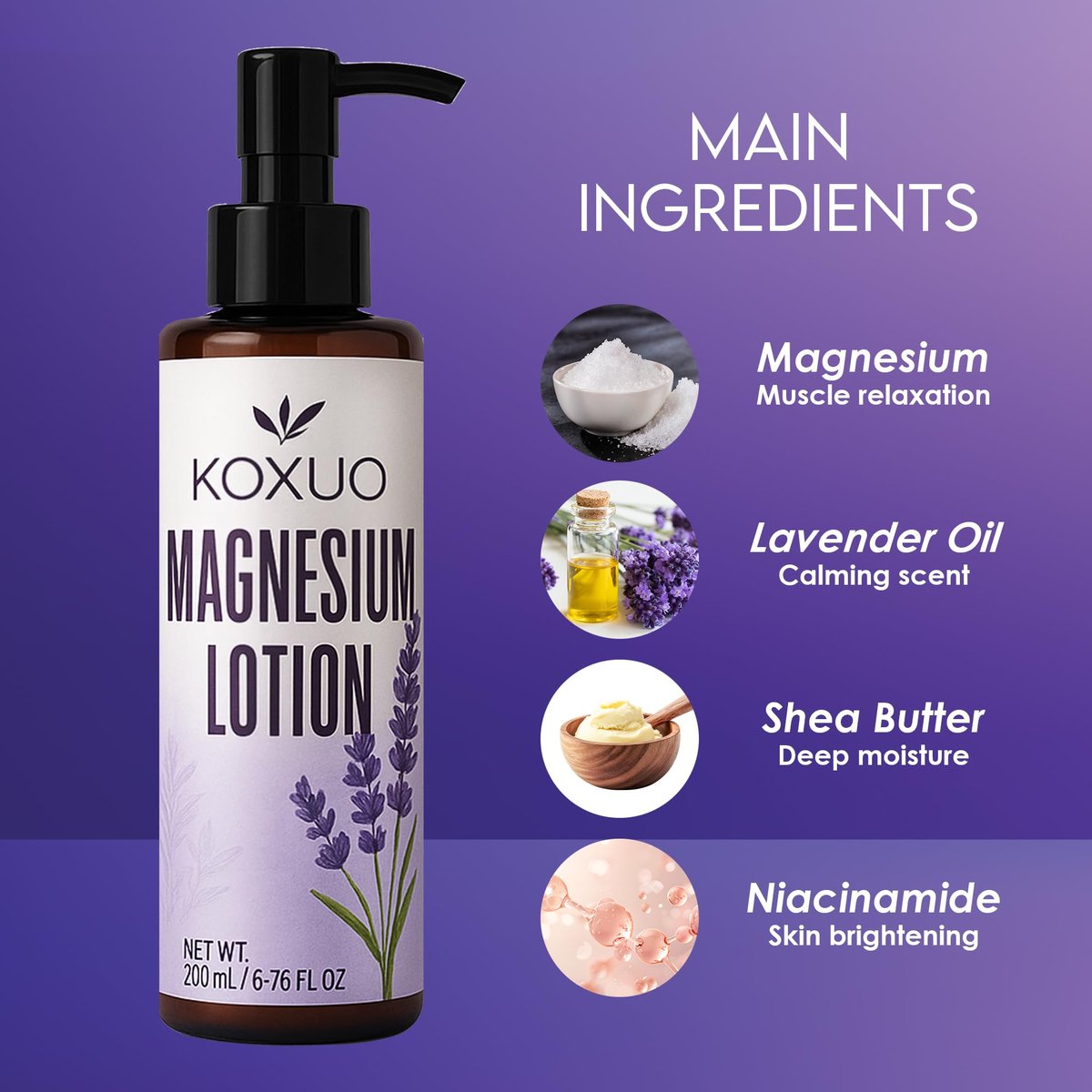 KOXUO Magnesium Sleep Lotion – Relaxing Nighttime Moisturizer with Shea Butter & Olive Oil, Gentle for Sensitive Skin & Pregnancy Safe, Family Use - görsel 5