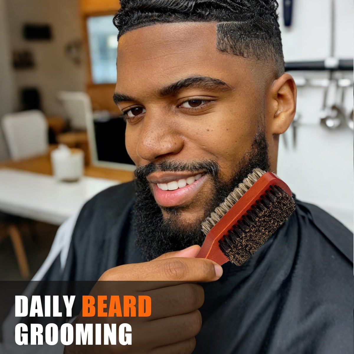 Men Wave Club Brush - 100% Natural Boar Bristle Hair Brush, 2-Sided Soft & Hard for Thick Coarse Hair, Detangling & Smoothing Avelisse