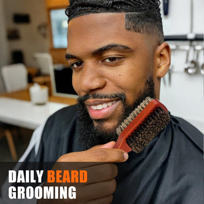 Men Wave Club Brush - 100% Natural Boar Bristle Hair Brush, 2-Sided Soft & Hard for Thick Coarse Hair, Detangling & Smoothing Avelisse