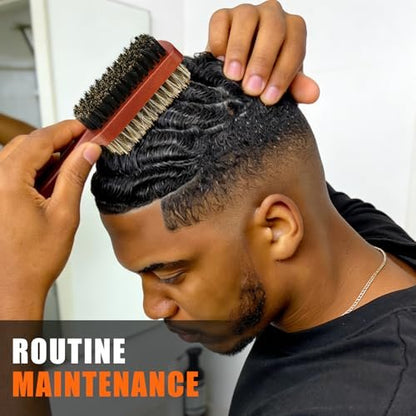 Men Wave Club Brush - 100% Natural Boar Bristle Hair Brush, 2-Sided Soft & Hard for Thick Coarse Hair, Detangling & Smoothing Avelisse