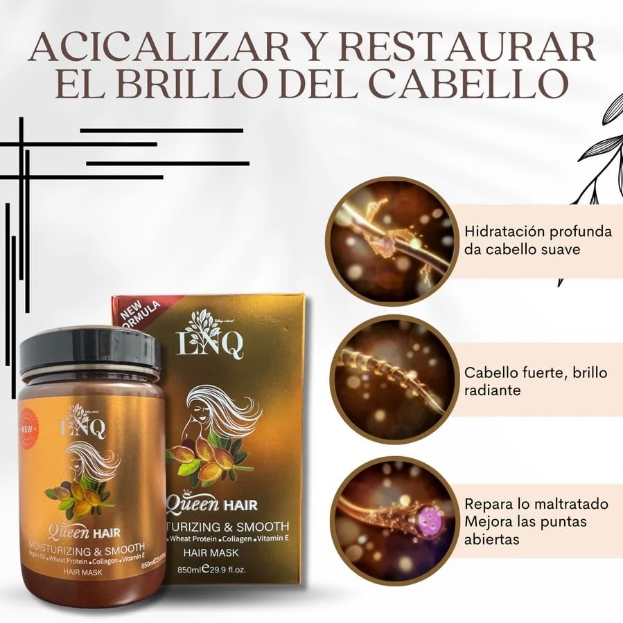 Keratina Capilar La Reina del Cabello – 850 ml – Deep Hydration & Smoothing Hair Conditioner with Argan Oil, Collagen, Wheat Protein & Vitamin E – Salt-Free & Paraben-Free Avelisse