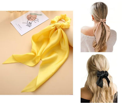 Yellow Bow Ribbon Hair Accessories, Assorted Scrunchies, Elastic Hair Ties and Headbands for Women Girls, Gentle No-Slip Hair Bands for Wedding Party Everyday Use