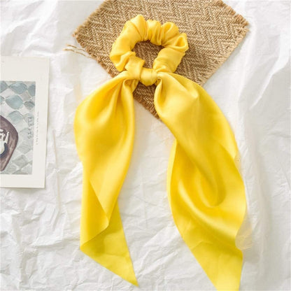 Yellow Bow Ribbon Hair Accessories, Assorted Scrunchies, Elastic Hair Ties and Headbands for Women Girls, Gentle No-Slip Hair Bands for Wedding Party Everyday Use