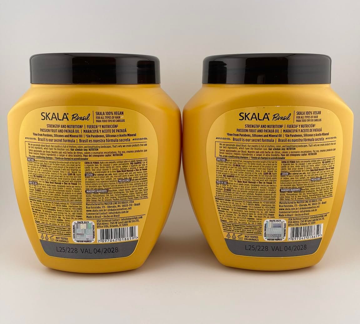 SKALA Maracuja Passion Fruit Moisturizing & Nourishing Cream for Curls - 2 Pack (1000g Each) - Vegan, Cruelty-Free, Silicone & Sulfate Free Avelisse