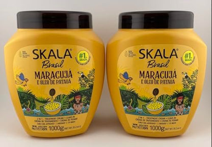 SKALA Maracuja Passion Fruit Moisturizing & Nourishing Cream for Curls - 2 Pack (1000g Each) - Vegan, Cruelty-Free, Silicone & Sulfate Free Avelisse