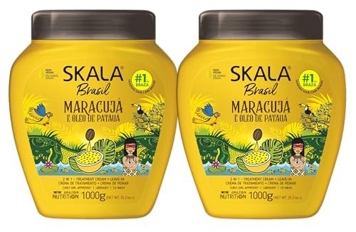 SKALA Maracuja Passion Fruit Moisturizing & Nourishing Cream for Curls - 2 Pack (1000g Each) - Vegan, Cruelty-Free, Silicone & Sulfate Free Avelisse