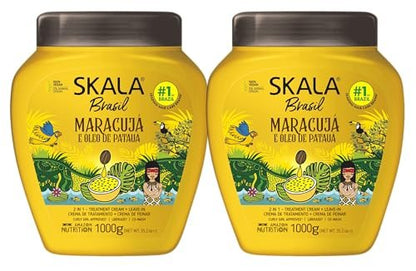SKALA Maracuja Passion Fruit Moisturizing & Nourishing Cream for Curls - 2 Pack (1000g Each) - Vegan, Cruelty-Free, Silicone & Sulfate Free Avelisse