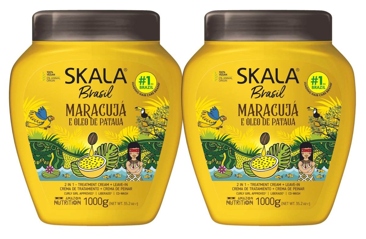 SKALA Maracuja Passion Fruit Moisturizing & Nourishing Cream for Curls - 2 Pack (1000g Each) - Vegan, Cruelty-Free, Silicone & Sulfate Free Avelisse