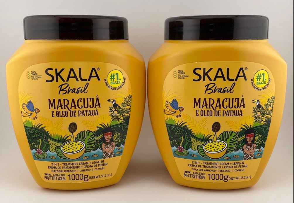 SKALA Maracuja Passion Fruit Moisturizing & Nourishing Cream for Curls - 2 Pack (1000g Each) - Vegan, Cruelty-Free, Silicone & Sulfate Free Avelisse