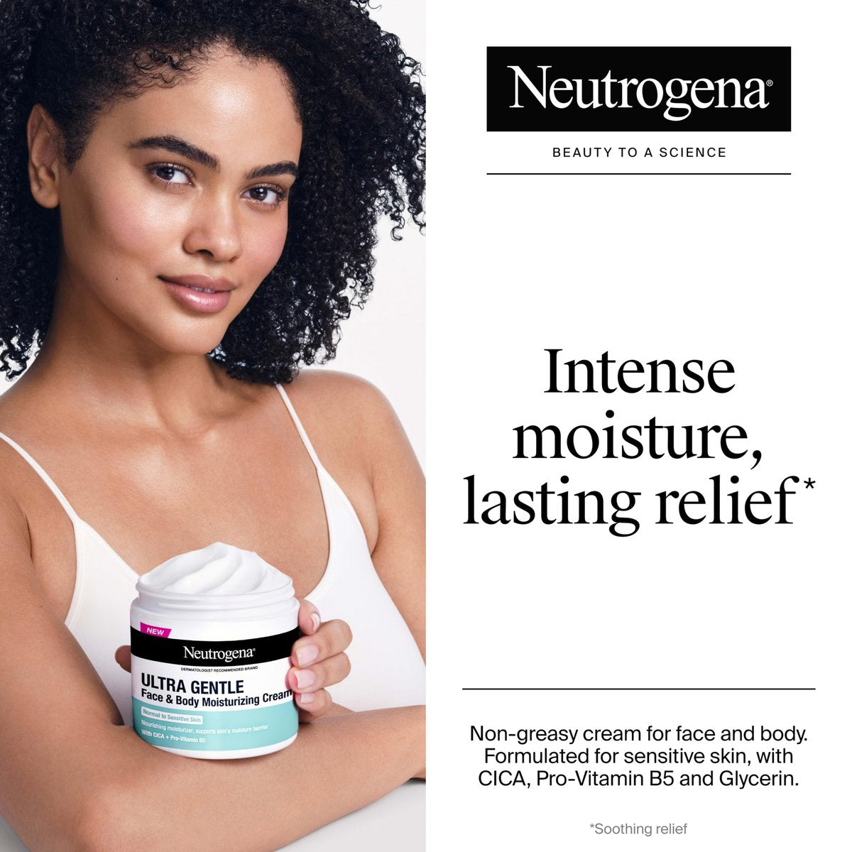 Neutrogena Ultra Gentle Face & Body Moisturizing Cream, Fragrance Free, 11 oz - For Normal to Sensitive Skin - görsel 3