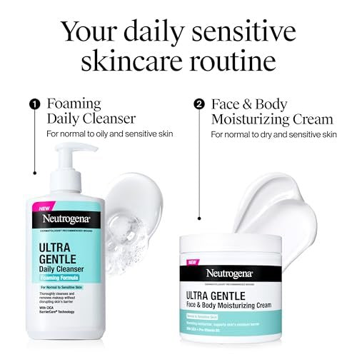 Neutrogena Ultra Gentle Face & Body Moisturizing Cream, Fragrance Free, 11 oz - For Normal to Sensitive Skin - görsel 16