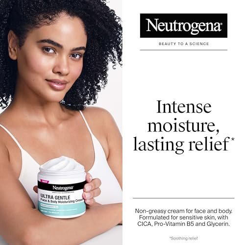 Neutrogena Ultra Gentle Face & Body Moisturizing Cream, Fragrance Free, 11 oz - For Normal to Sensitive Skin - görsel 4