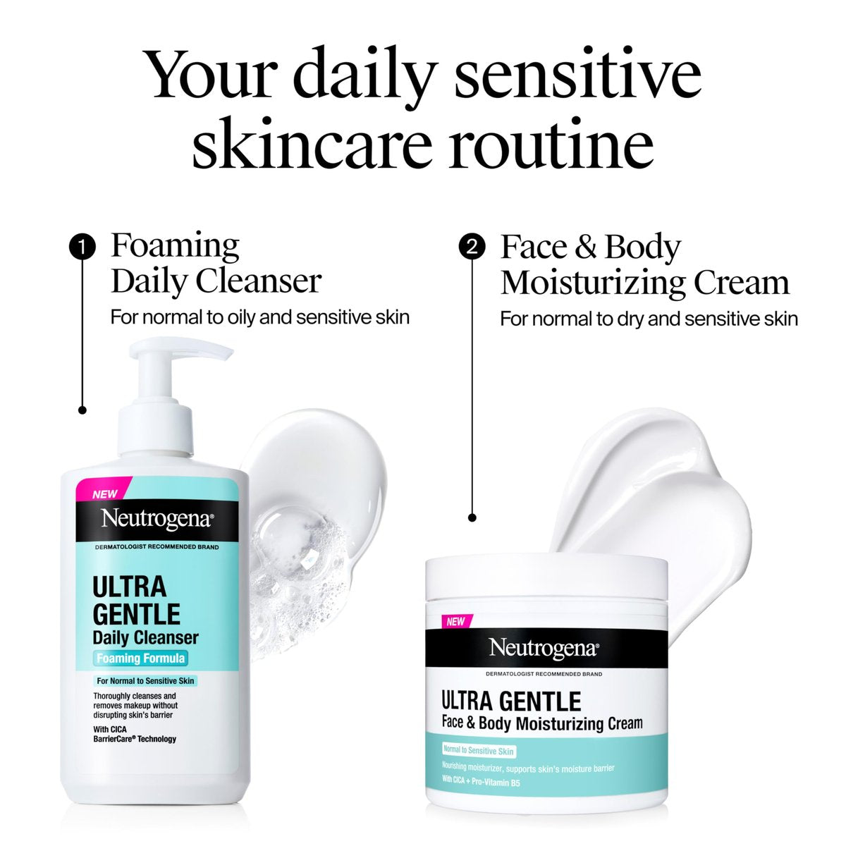 Neutrogena Ultra Gentle Face & Body Moisturizing Cream, Fragrance Free, 11 oz - For Normal to Sensitive Skin - görsel 15