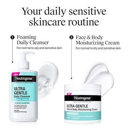 Neutrogena Ultra Gentle Face & Body Moisturizing Cream, Fragrance Free, 11 oz - For Normal to Sensitive Skin