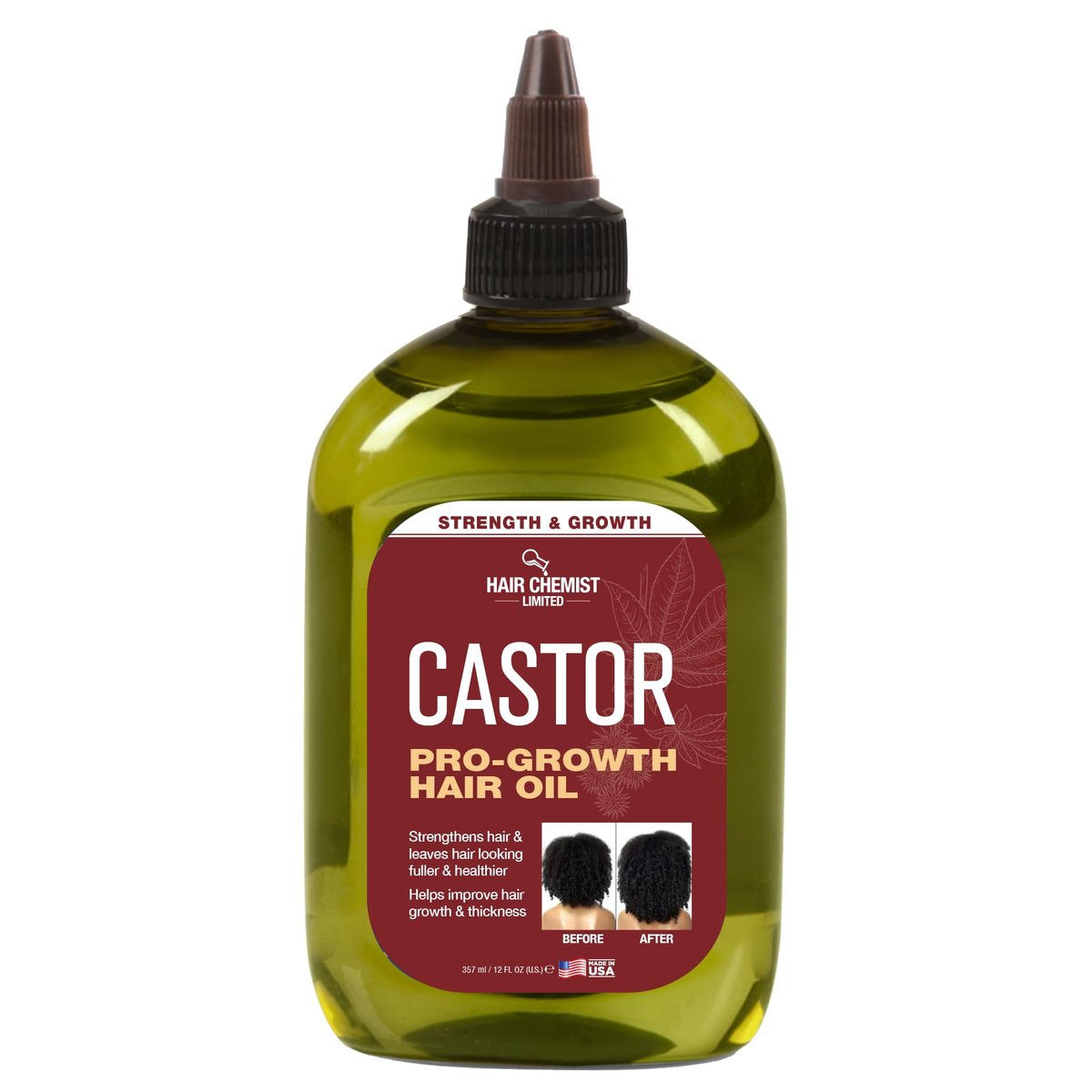 Hair Chemist Pro-Growth Natural Castor Hair Oil, 12 oz - Strengthening & Growth Stimulator Avelisse