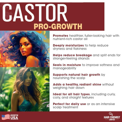 Hair Chemist Pro-Growth Natural Castor Hair Oil, 12 oz - Strengthening & Growth Stimulator Avelisse