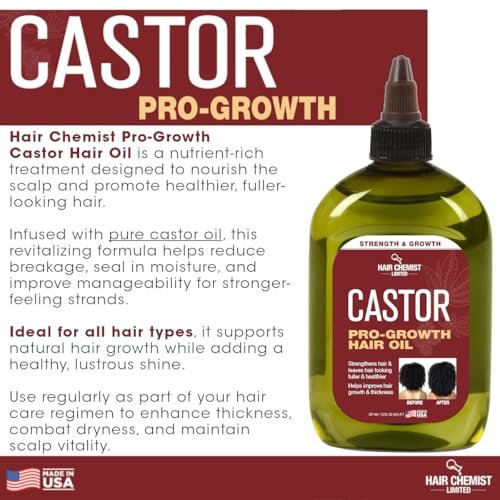 Hair Chemist Pro-Growth Natural Castor Hair Oil, 12 oz - Strengthening & Growth Stimulator Avelisse