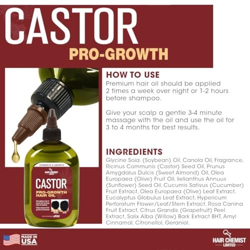 Hair Chemist Pro-Growth Natural Castor Hair Oil, 12 oz - Strengthening & Growth Stimulator Avelisse