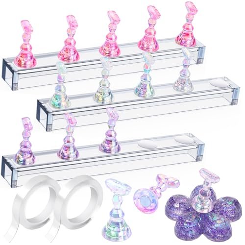 Fandamei 3-Pack Nail Stand for Press On Nails – Acrylic Nail Art Stand with Double-Sided Tape for Painting, Practice, and Display - görsel 2