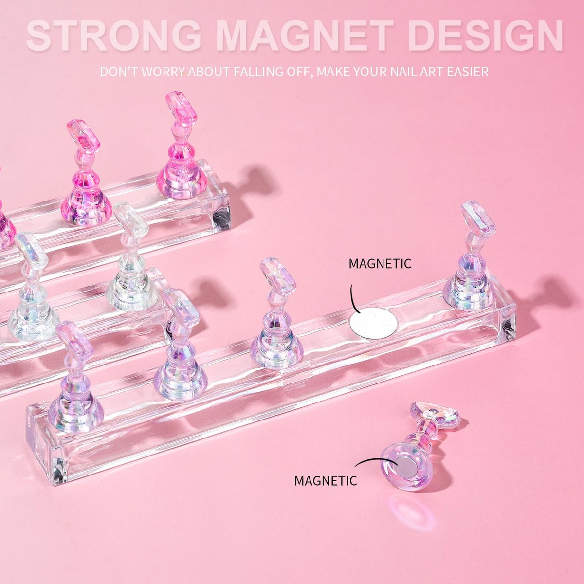 Fandamei 3-Pack Nail Stand for Press On Nails – Acrylic Nail Art Stand with Double-Sided Tape for Painting, Practice, and Display - görsel 4