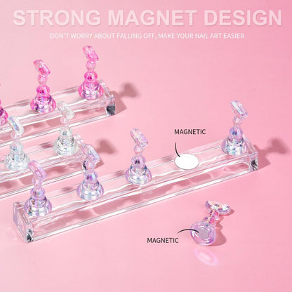 Fandamei 3-Pack Nail Stand for Press On Nails – Acrylic Nail Art Stand with Double-Sided Tape for Painting, Practice, and Display