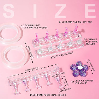 Fandamei 3-Pack Nail Stand for Press On Nails – Acrylic Nail Art Stand with Double-Sided Tape for Painting, Practice, and Display