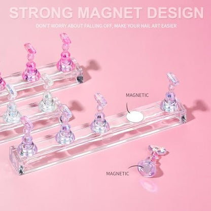 Fandamei 3-Pack Nail Stand for Press On Nails – Acrylic Nail Art Stand with Double-Sided Tape for Painting, Practice, and Display
