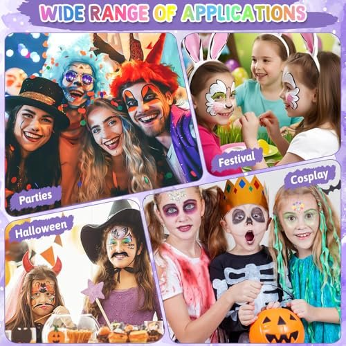 55-Piece Face Paint Stencils Kit – 33 Reusable Stencils, Tattoo Templates, Brushes, Gems & Sponges for Halloween, Festival & Party Makeup - görsel 12